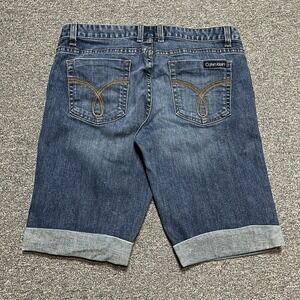 Y2K Calvin Klein Jeans Bermuda Shorts Blue Size 29/8 Cuffed Hem